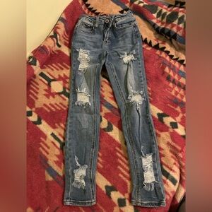 Wax Jean Butt I Love You Skinny Distressed Jeans size 1/25. 26 inches long